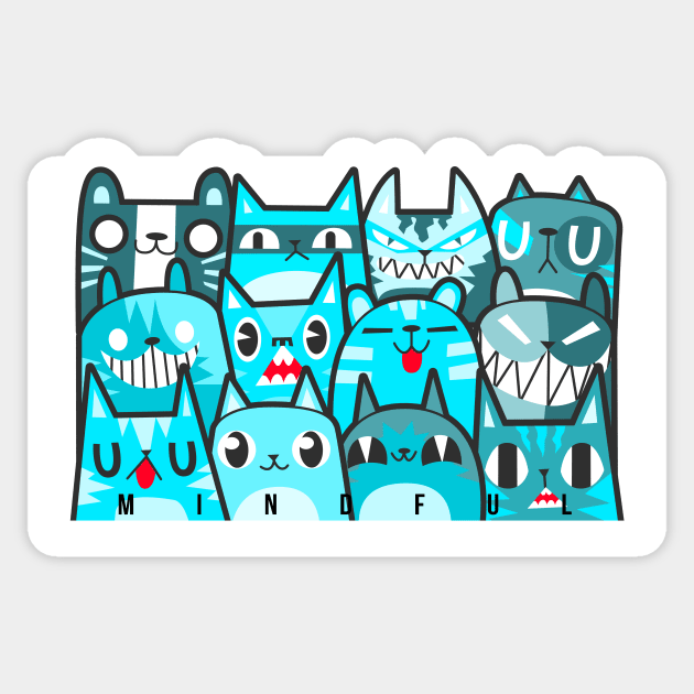 Doodle Cat Cyan META 12 Sticker by chachazart